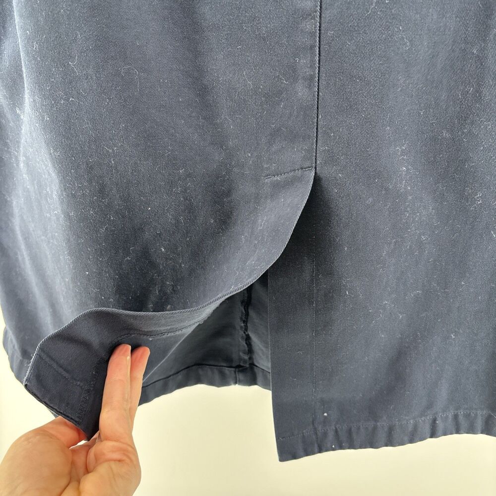 L. L.Bean Twill Midi Skirt Size 14 Stretch Waist Band insert, Pockets navy blue - Picture 4 of 6